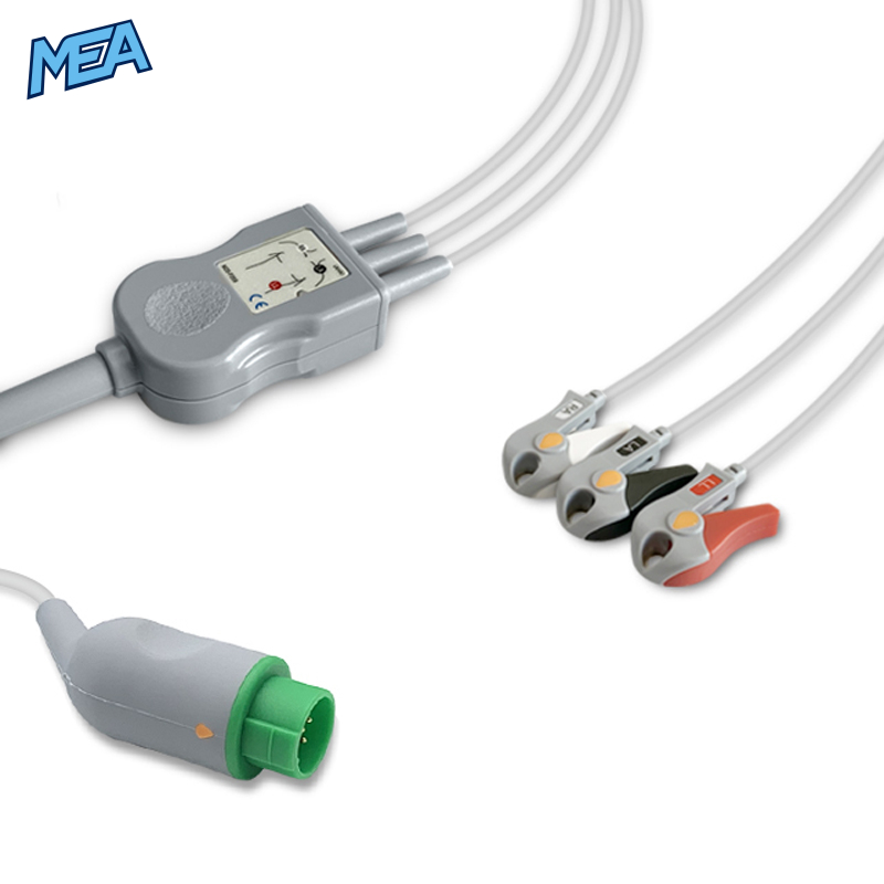 3-lead One-Piece ECG Cable with Grabber/Pinch end AHA for Biolight Monitors Reusable, Limb Lead, 2.5m+0.9m, Defib-Proof (with Resist) 2 3-lead One-Piece ECG Cable with Grabber/Pinch end AHA for Biolight Monitors Reusable, Limb Lead, 2.5m+0.9m, Defib-Proof (with Resist) - Image 2
