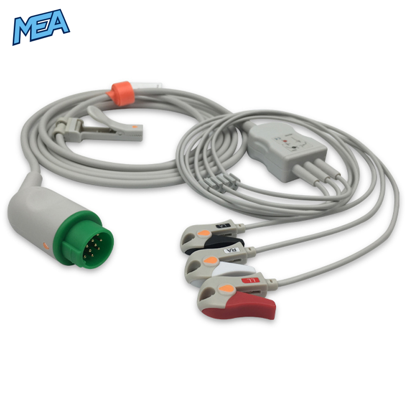 3-lead One-Piece ECG Cable with Grabber/Pinch end AHA for Biolight Monitors Reusable, Limb Lead, 2.5m+0.9m, Defib-Proof (with Resist) 1 3-lead One-Piece ECG Cable with Grabber/Pinch end AHA for Biolight Monitors Reusable, Limb Lead, 2.5m+0.9m, Defib-Proof (with Resist)