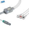 3-lead One-Piece ECG Cable with Snap end AHA for Biosys Monitors Reusable, Limb Lead, 2.5m+0.9m, Respiratory Rate 4 EC 3055S A
