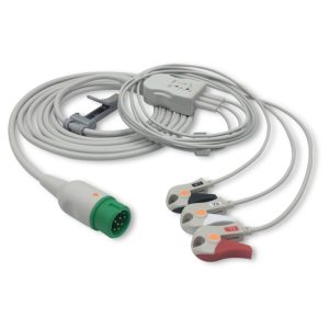 3-lead One-Piece ECG Cable with Grabber/Pinch end AHA for Comen 040-000908-00 Reusable, Limb Lead, 2.5m+0.9m, Respiratory Rate