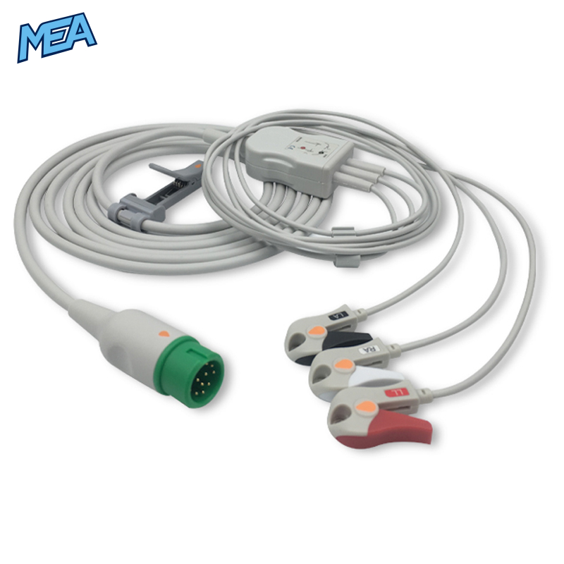 3-lead One-Piece ECG Cable with Grabber/Pinch end AHA for Comen 040-000908-00 Reusable, Limb Lead, 2.5m+0.9m, Respiratory Rate 1 3-lead One-Piece ECG Cable with Grabber/Pinch end AHA for Comen 040-000908-00 Reusable, Limb Lead, 2.5m+0.9m, Respiratory Rate