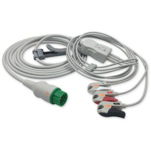 3-lead One-Piece ECG Cable with Grabber/Pinch end AHA for Infinium Monitors Reusable, Limb Lead, 2.5m+0.9m, Defib-Proof (with Resist)