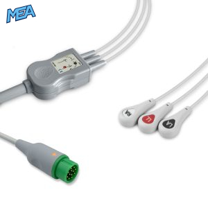 3-lead One-Piece ECG Cable with Snap end AHA for Infinium Monitors Reusable, Limb Lead, 2.5m+0.9m, Defib-Proof (with Resist)