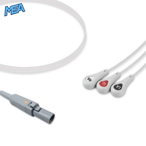 3-lead One-Piece ECG Cable with Snap end AHA for Cardell Monitors Reusable, Limb Lead, 2.5m+0.9m, Respiratory Rate