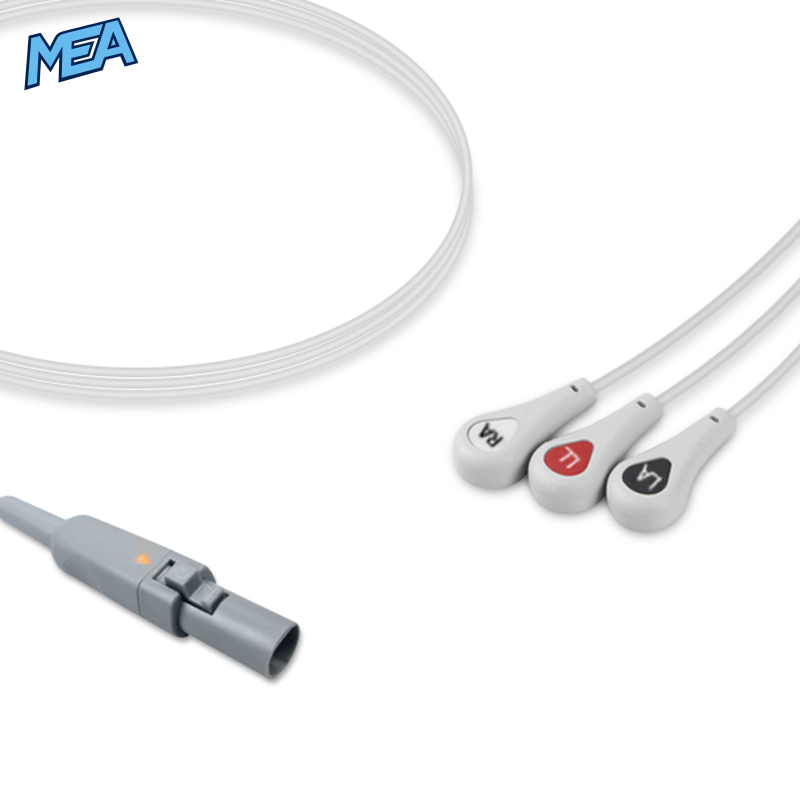 3-lead One-Piece ECG Cable with Snap end AHA for Cardell Monitors Reusable, Limb Lead, 2.5m+0.9m, Respiratory Rate 1 3-lead One-Piece ECG Cable with Snap end AHA for Cardell Monitors Reusable, Limb Lead, 2.5m+0.9m, Respiratory Rate
