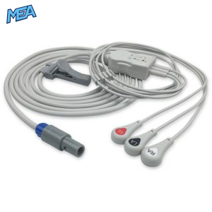 3-lead One-Piece ECG Cable with Snap end AHA for Siemens 7396448 Reusable, Limb Lead, 2.5m+0.9m, Respiratory Rate