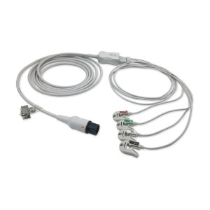 4-lead One-Piece ECG Cable with Grabber/Pinch end AHA for Ivy Biomedical Monitors Reusable, Limb Lead, 2.5m+0.9m, Respiratory Rate
