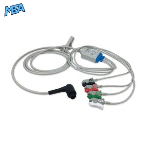 4-lead One-Piece ECG Cable with Grabber/Pinch end AHA for Corpuls 04222.1 Reusable, Chest Lead, 1.55m+0.6m, Defib-Proof (with Resist)
