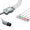 5-lead One-Piece ECG Cable with Snap end AHA for Zoll 8000-1005-01 Reusable, Limb + Chest Lead, 2.5m+0.9m, Respiratory Rate 3 EC 5001S A