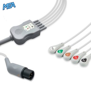 5-lead One-Piece ECG Cable with Snap end AHA for Zoll 8000-1005-01 Reusable, Limb + Chest Lead, 2.5m+0.9m, Respiratory Rate