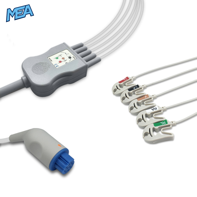 5-lead One-Piece ECG Cable with Grabber/Pinch end AHA for Artema S&W Monitors Reusable, Limb + Chest Lead, 2.5m+0.9m, Respiratory Rate 1 5-lead One-Piece ECG Cable with Grabber/Pinch end AHA for Artema S&W Monitors Reusable, Limb + Chest Lead, 2.5m+0.9m, Respiratory Rate