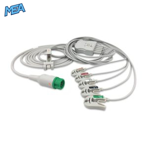5-lead One-Piece ECG Cable with Grabber/Pinch end AHA for Mindray EA6251A Reusable, Limb + Chest Lead, 2.5m+0.9m, Respiratory Rate