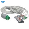 5-lead One-Piece ECG Cable with Grabber/Pinch end AHA for Kontron Monitors Reusable, Limb + Chest Lead, 2.5m+0.9m, Defib-Proof (with Resist) 4 EC 5029RG A