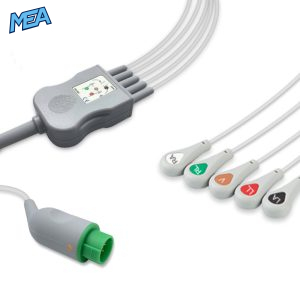 5-lead One-Piece ECG Cable with Snap end AHA for Fukuda Denshi CI-700E-5 Reusable, Limb + Chest Lead, 2.5m+0.9m, Defib-Proof (with Resist)