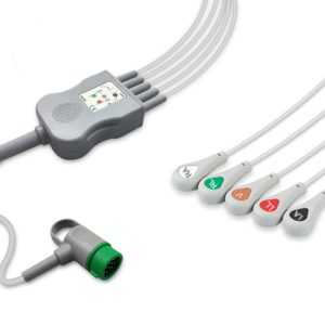 5-lead One-Piece ECG Cable with Snap end AHA for Physio-Control 11110-000066 Reusable, Limb + Chest Lead, 2.5m+0.9m, Defib-Proof (with Resist)
