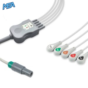 5-lead One-Piece ECG Cable with Snap end AHA for Biosys Monitors Reusable, Limb + Chest Lead, 2.5m+0.9m, Respiratory Rate