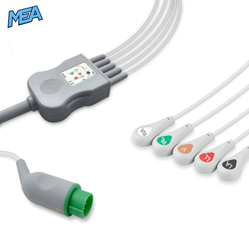 5-lead One-Piece ECG Cable with Snap end AHA for Bexen Cardio Monitors Reusable, Limb + Chest Lead, 2.5m+0.9m, Respiratory Rate 1 5-lead One-Piece ECG Cable with Snap end AHA for Bexen Cardio Monitors Reusable, Limb + Chest Lead, 2.5m+0.9m, Respiratory Rate
