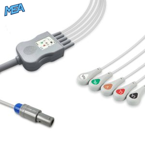 5-lead One-Piece ECG Cable with Snap end AHA for Innomed Monitors Reusable, Limb + Chest Lead, 2.5m+0.9m, Defib-Proof (with Resist)