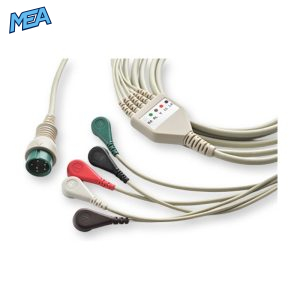 5-lead One-Piece ECG Cable AHA for GIMA 35320 Reusable，5-lead, 6pin，2.1M