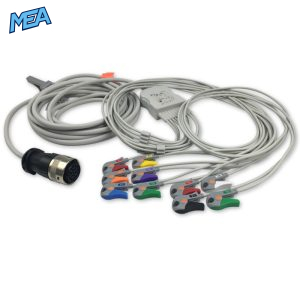 10-lead Diagnostic (EKG) One-Piece ECG Cable with Grabber/Pinch end AHA for Quinton Monitors Reusable, Limb+Chest, 5.0m+0.8m/1.2m, Respiratory Rate