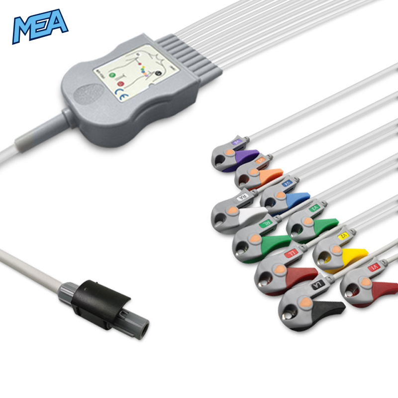 10-lead Diagnostic (EKG) One-Piece ECG Cable with Grabber/Pinch end AHA for Welch Allyn SE-PC-AHA-CLIP 1 10-lead Diagnostic (EKG) One-Piece ECG Cable with Grabber/Pinch end AHA for Welch Allyn SE-PC-AHA-CLIP
