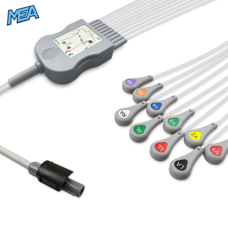 10-lead Diagnostic (EKG) One-Piece ECG Cable with Snap end AHA for Welch Allyn Monitors Reusable, Limb+Chest, 0.6m+0.9m/1.2m, Defib-Proof 1 10-lead Diagnostic (EKG) One-Piece ECG Cable with Snap end AHA for Welch Allyn Monitors Reusable, Limb+Chest, 0.6m+0.9m/1.2m, Defib-Proof