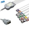 10-lead Diagnostic (EKG) One-Piece ECG Cable with Grabber/Pinch end AHA for Burdick 007725 Reusable, Limb+Chest, 2.2m+0.8m/1.2m, Respiratory Rate 4 EKC10R BKB G A