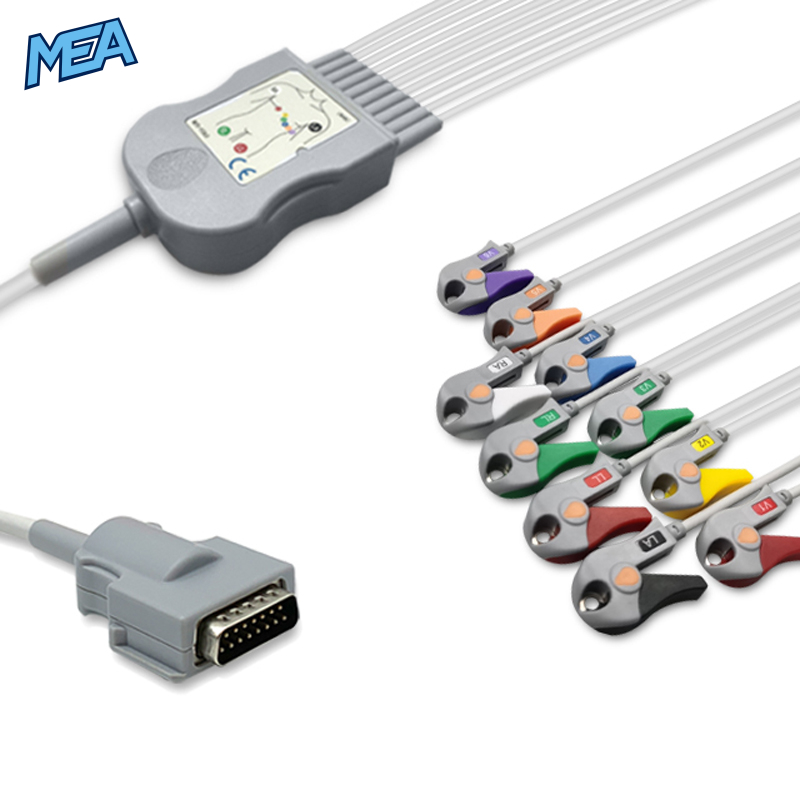 10-lead Diagnostic (EKG) One-Piece ECG Cable with Grabber/Pinch end AHA for Burdick 007725 Reusable, Limb+Chest, 2.2m+0.8m/1.2m, Respiratory Rate 1 10-lead Diagnostic (EKG) One-Piece ECG Cable with Grabber/Pinch end AHA for Burdick 007725 Reusable, Limb+Chest, 2.2m+0.8m/1.2m, Respiratory Rate