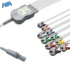 10-lead Diagnostic (EKG) One-Piece ECG Cable with Grabber/Pinch end AHA for Burdick 60-00180-01 Reusable, Limb+Chest, 2.2m+0.8m/1.2m, Defib-Proof 5 EKC10R BKC G A