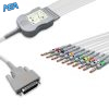 10-lead Diagnostic (EKG) One-Piece ECG Cable with 4mm Banana end AHA for Edan 01.57.107048 Reusable, Limb+Chest, 2.2m+0.8m/1.2m, Defib-Proof 3 EKC10R ED B A