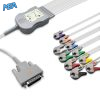 10-lead Diagnostic (EKG) One-Piece ECG Cable with Grabber/Pinch end AHA for Edan MS1R-107584-A0 Reusable, Limb+Chest, 2.2m+0.8m/1.2m, Defib-Proof 5 EKC10R ED G A