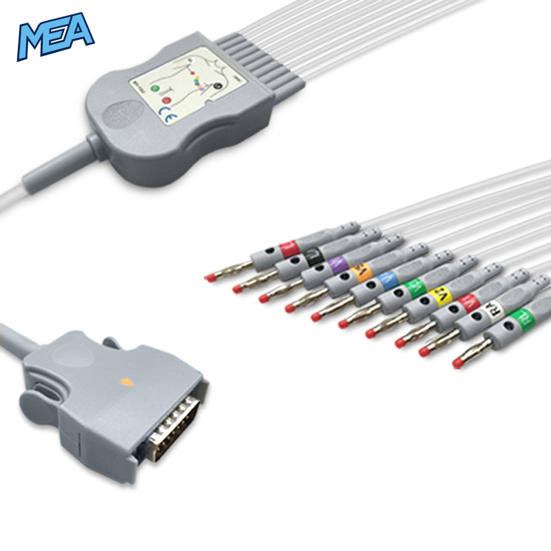 10-lead Diagnostic (EKG) One-Piece ECG Cable with 4mm Banana end AHA for Mortara 9293-021-50 Reusable, Limb+Chest, 2.2m+0.8m/1.2m, Defib-Proof 1 10-lead Diagnostic (EKG) One-Piece ECG Cable with 4mm Banana end AHA for Mortara 9293-021-50 Reusable, Limb+Chest, 2.2m+0.8m/1.2m, Defib-Proof