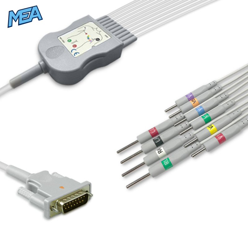10-lead Diagnostic (EKG) One-Piece ECG Cable with 3mm Needle end AHA for Philips 989803175901 Reusable, Limb+Chest, 2.2m+0.8m/1.2m, Defib-Proof 1 10-lead Diagnostic (EKG) One-Piece ECG Cable with 3mm Needle end AHA for Philips 989803175901 Reusable, Limb+Chest, 2.2m+0.8m/1.2m, Defib-Proof