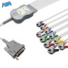 10-lead Diagnostic (EKG) One-Piece ECG Cable with Grabber/Pinch end AHA for Schiller 2.400116E Reusable, Limb+Chest, 2.2m+0.8m/1.2m, Defib-Proof 4 EKC10R SHA G A