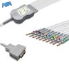 10-lead Diagnostic (EKG) One-Piece ECG Cable with 4mm Banana end AHA for Burdick 012-0700-00 Reusable, Limb+Chest, 2.2m+0.8m/1.2m, Respiratory Rate 5 EKC10 BKA B A
