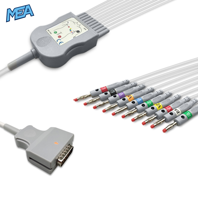 10-lead Diagnostic (EKG) One-Piece ECG Cable with 4mm Banana end AHA for Burdick 012-0700-00 Reusable, Limb+Chest, 2.2m+0.8m/1.2m, Respiratory Rate 1 10-lead Diagnostic (EKG) One-Piece ECG Cable with 4mm Banana end AHA for Burdick 012-0700-00 Reusable, Limb+Chest, 2.2m+0.8m/1.2m, Respiratory Rate