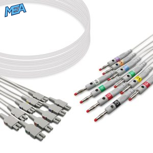 10-lead ECG Leadwire Set with 4mm Banana end AHA for GE Healthcare 2016032-001 Reusable, Limb + Chest Lead, Lead Type: GE Multi-Link, Shielded