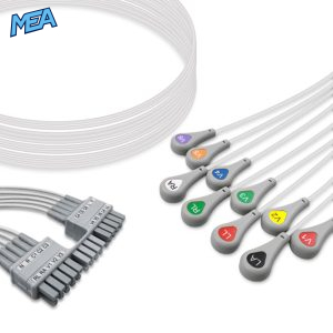 10-lead ECG Leadwire Set with Snap end AHA for Mortara Monitors Reusable, Limb + Chest Lead, Shielded