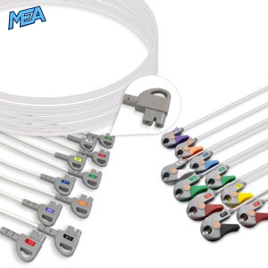 10-lead ECG Leadwire Set with Grabber/Pinch end AHA for Philips Monitors Reusable, Limb + Chest Lead, Lead Type: Philips Trim Series, Shielded