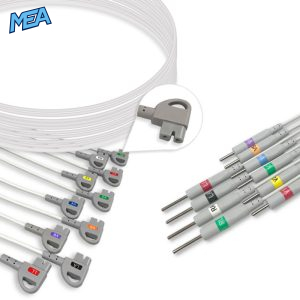 10-lead ECG Leadwire Set with 3mm Needle end AHA for Philips M1713B Reusable, Limb + Chest Lead, Lead Type: Philips Trim Series, Shielded