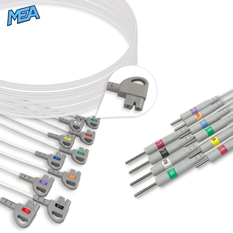 10-lead ECG Leadwire Set with 3mm Needle end AHA for Philips M1713B Reusable, Limb + Chest Lead, Lead Type: Philips Trim Series, Shielded 1 10-lead ECG Leadwire Set with 3mm Needle end AHA for Philips M1713B Reusable, Limb + Chest Lead, Lead Type: Philips Trim Series, Shielded