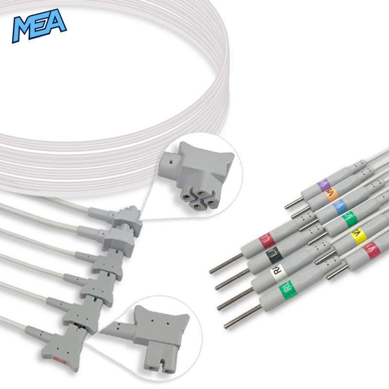 10-lead ECG Leadwire Set with 3mm Needle end AHA for Philips Monitors Reusable, Limb + Chest Lead, Lead Type: Philips TC Series, Shielded 1 10-lead ECG Leadwire Set with 3mm Needle end AHA for Philips Monitors Reusable, Limb + Chest Lead, Lead Type: Philips TC Series, Shielded