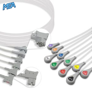 10-lead ECG Leadwire Set with Snap end AHA for Philips Monitors Reusable, Limb + Chest Lead, Lead Type: Philips TC Series, Shielded