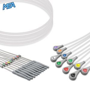 10-lead ECG Leadwire Set with Snap end AHA for Welch Allyn Monitors Reusable, Limb + Chest Lead, Shielded
