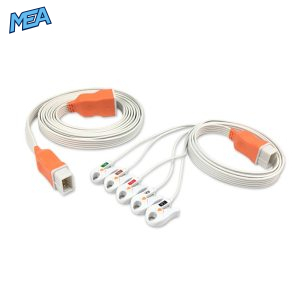 5-lead One-Piece ECG Cable with Grabber/Pinch end AHA for Covidien Monitors Disposable, Limb + Chest Lead, 2.0m+0.9m