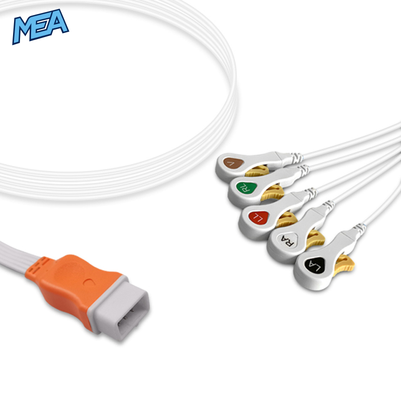 5-lead ECG Leadwire Set with Snap end AHA for Covidien 33105 Disposable, Limb + Chest Lead, Lead Type: Covidien/Kendall, Shielded 1 5-lead ECG Leadwire Set with Snap end AHA for Covidien 33105 Disposable, Limb + Chest Lead, Lead Type: Covidien/Kendall, Shielded