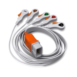 5-lead ECG Leadwire Set with Snap end AHA for Covidien 33136 Disposable, Limb + Chest Lead, Lead Type: Covidien/Kendall, Shielded