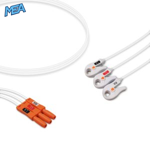 3-lead ECG Leadwire Set with Grabber/Pinch end AHA for AAMI Safety DIN Trunk Cables Disposable, Limb Lead, Lead Type: Safety Din, Unshielded