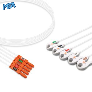 5-lead ECG Leadwire Set with Grabber/Pinch end AHA for AAMI Safety DIN Trunk Cables Disposable, Limb + Chest Lead, Lead Type: Safety Din, Unshielded
