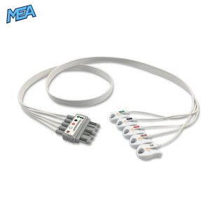 5-lead ECG Leadwire Set with Grabber/Pinch end AHA for Spacelabs 700-0006-32 Disposable, Limb+Chest, Lead Type: Spacelabs Molded Din-Style, Shielded
